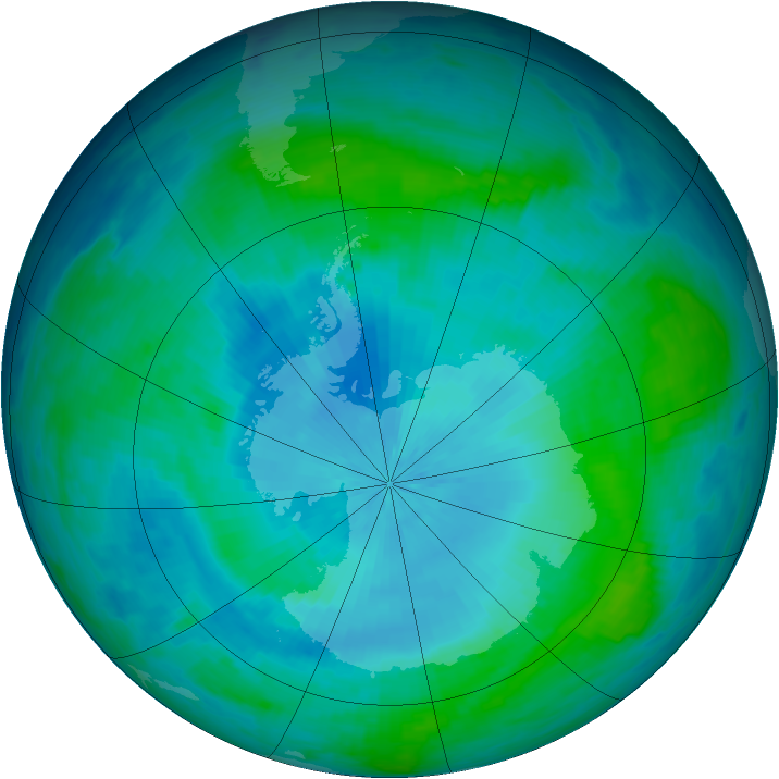 Antarctic ozone map for 08 February 1986